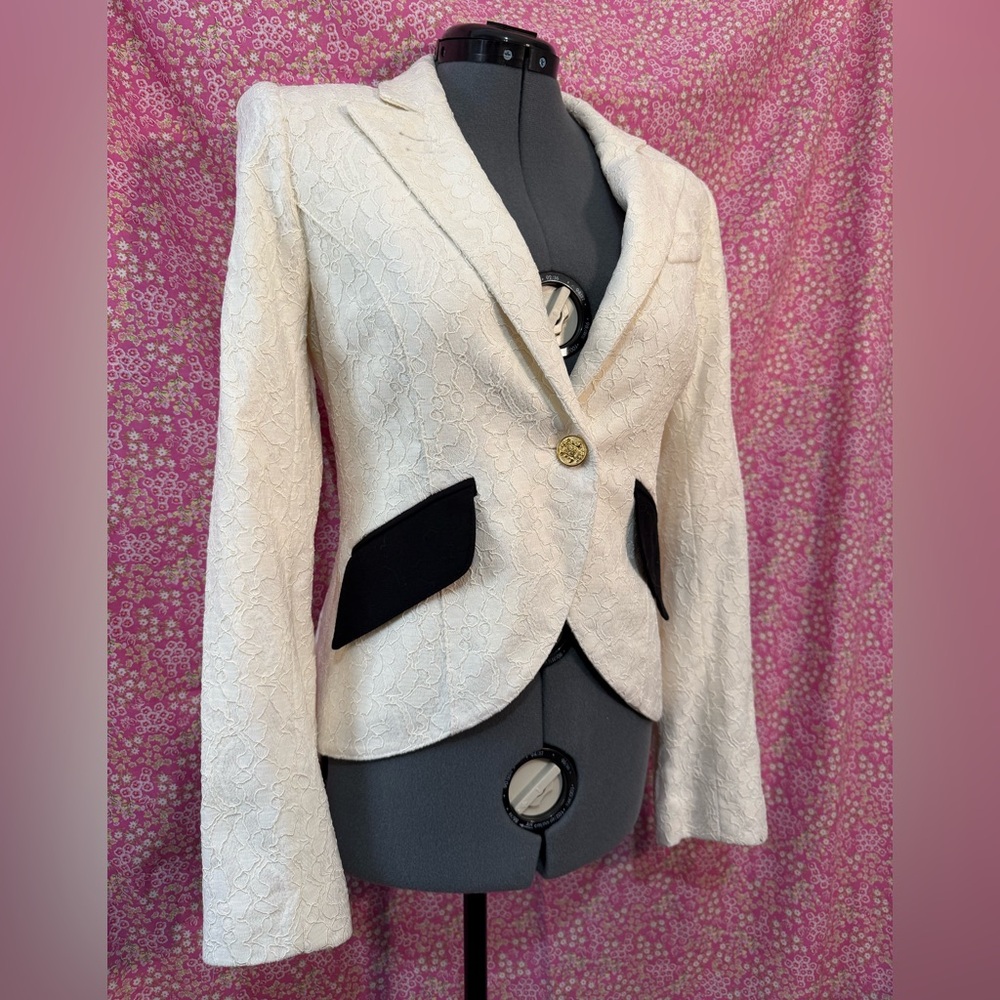 Smythe White and Black Blazer Tailored Suit Jacket